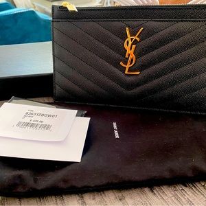 Saint Laurent YSL Monogramme Grain de Poudre Bill Pouch Wallet
